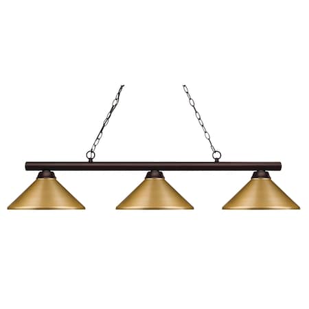 Z-Lite Shooter 3 Light Billiard Light, Bronze & Satin Gold 155-3BRZ-MSG
